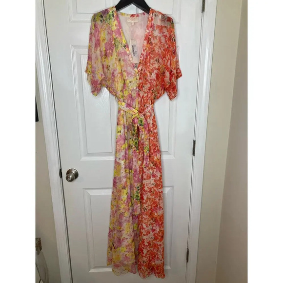 Rococo Sand Nesh Maxi dress orange yellow floral metallic sz XS - Picture 3 of 16